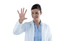 Beautiful female doctor using digital screen Royalty Free Stock Photo