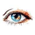 Beautiful female eye. Cute drawing eye. Hand drawn watercolor eye Royalty Free Stock Photo