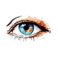 Beautiful female eye. Cute drawing eye. Hand drawn watercolor eye Royalty Free Stock Photo