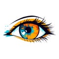 Beautiful female eye. Cute drawing eye. Hand drawn watercolor eye Royalty Free Stock Photo