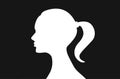 Beautiful female face profiles, black silhouette outline avatars