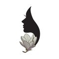 Beautiful female profile with magnolia flower Royalty Free Stock Photo