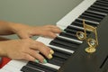 Fingers playing electronic piano keyboards Royalty Free Stock Photo