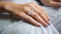 Hands of the bride with wedding nail design Royalty Free Stock Photo