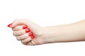 Beautiful female hands with red manicure and nail
