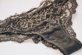 Beautiful female lacy black panties isolated on white background Royalty Free Stock Photo