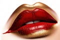 Beautiful female lips painted in red on a white background Royalty Free Stock Photo