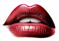 Beautiful female lips painted in red on a white background Royalty Free Stock Photo