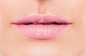 Beautiful female lips with pink lipstick makeup Royalty Free Stock Photo