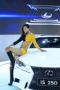 Beautiful female model in a car exhibition, China