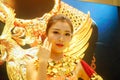 Beautiful female models show gold jewelry at the Shenzhen International Jewelry Show