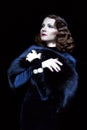 Beautiful female portrait as actress Greta Garbo. Royalty Free Stock Photo