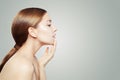 Beautiful female profile. Young woman face. Facial treatment, skincare and cosmetology Royalty Free Stock Photo