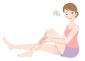 Beautiful female with troubled leg skin illustration for health and skin care