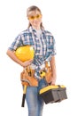 Beautiful female wearing working clothes Royalty Free Stock Photo