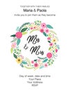 Beautiful feminine wedding floral invitation for same-sex couple