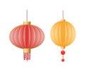 Beautiful festive Chinese paper lanterns, decorations, scenery for the holiday.