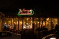 Beautiful festive Christmas decorations of restaurant in the German Colony in Haifa, Israel