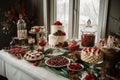 beautiful and festive holiday dessert table, with a variety of sweet treats to choose from Royalty Free Stock Photo