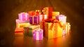 beautiful festival surprise gifts pile - christmas concept - object 3D illustration