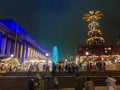 Beautiful festive scene at a Christmas Market near Liverpool Lime Street Train Station Royalty Free Stock Photo