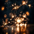 Festive sparklers alight - ai generated image