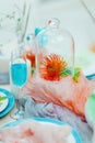 Beautiful festive table decor in a modern style. Concise and colorful