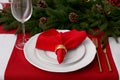 Beautiful festive table setting with Christmas decor Royalty Free Stock Photo