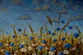 Beautiful field flowers on canvas