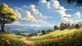 beautiful fields, Peaceful landscapes, countryside, --ar 16:9 --stylize 750 --v 5.2 , AI generate