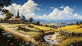 beautiful fields, Peaceful landscapes, countryside, --ar 16:9 --stylize 750 --v 5.2 , AI generate