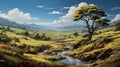 beautiful fields, Peaceful landscapes, countryside, --ar 16:9 --stylize 750 --v 5.2 , AI generate