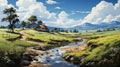 beautiful fields, Peaceful landscapes, countryside, --ar 16:9 --stylize 750 --v 5.2 , AI generate