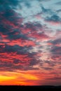 Beautiful fiery orange sunset sky with horizon Royalty Free Stock Photo