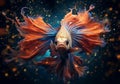 Beautiful fighting fish in aquarium. Animal in water. generative AI