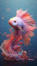 Beautiful fighting fish in aquarium. Animal in water. generative AI