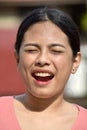 Beautiful Filipina Adult Female With Eyes Closed Royalty Free Stock Photo