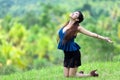 Beautiful Filipina woman rejoicing