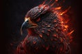 Beautiful fire bird, eagle head in red flames, fantasy, generative AI