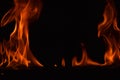 Beautiful fire flames on black background Royalty Free Stock Photo