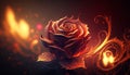 beautiful fire rose. generative ai.