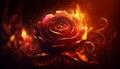 beautiful fire rose. generative ai. Royalty Free Stock Photo