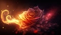 beautiful fire rose. generative ai. Royalty Free Stock Photo