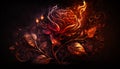 beautiful fire rose. generative ai. Royalty Free Stock Photo
