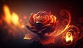 beautiful fire rose. generative ai.