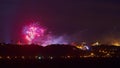 The beautiful firework over city at night. Royalty Free Stock Photo