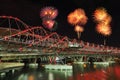 Beautiful firework over Helix Bridge in Singapore