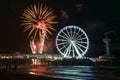 International fireworks festival at the beach of Scheveningen, The Netherlands. Royalty Free Stock Photo