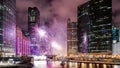 A beautiful fireworks display to celebrate the New Year in Chicago Royalty Free Stock Photo