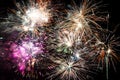 Beautiful fireworks explosions isolated on black background Royalty Free Stock Photo